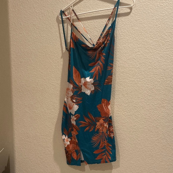 SHEIN Dresses & Skirts - SHEIN Teal and Brown Floral Dress